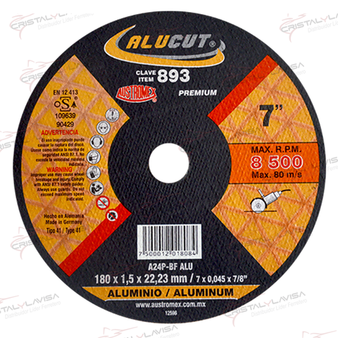 893 DISCO CTE/ALUM 7X0.45X7/8'' AUSTROMEX                  Empaque de 5