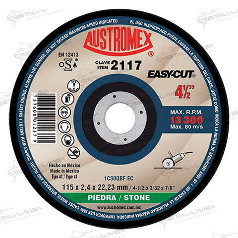 2117 DISCO CTE/PIED. EASYCUT 4 1/2X3/32X7/8'' AUSTROMEX     Empaque de 6