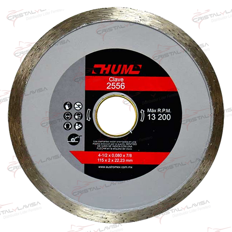 2556 DISCO DIAM R.C. U/GRAL 4 1/2X7/8''(7) HUM AUSTROMEX    Empaque de 5