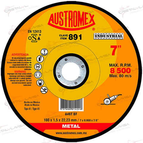 891 DISCO CTE/MTAL A/CARB. IND. 7X0.045 SP AUSTROMEX       Empaque de 5