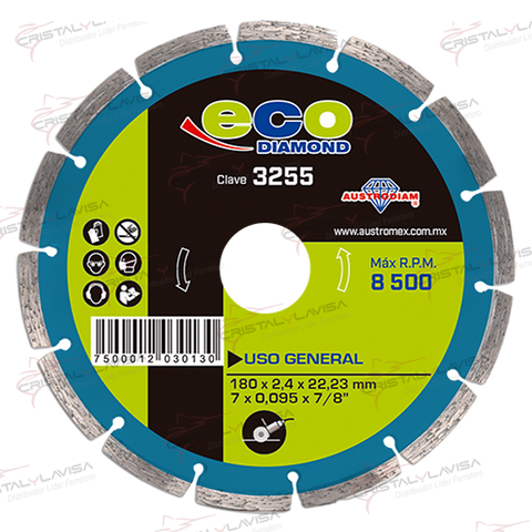 3255 DISCO DIAM SEGMENTADO  ECO D. 7X0.095X7/8" AUSTROMEX   Empaque de 4