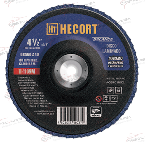 HEC111109M DISCO LAMINADO 4 1/2'' X 7/8'' T.29 G-40 HECORT        Empaque de 6