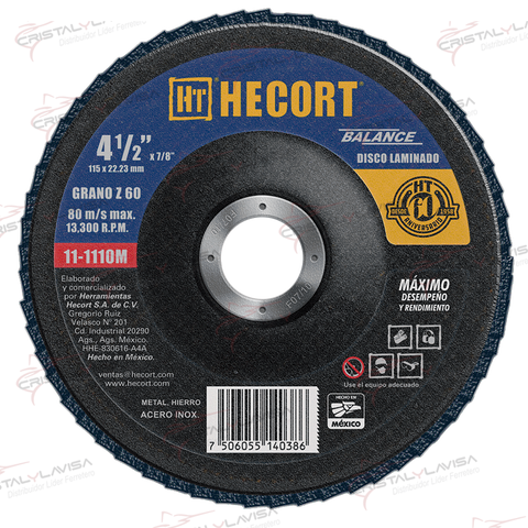 HEC111110M DISCO LAMINADO 4 1/2'' X 7/8'' T.29 G-60 HECORT        Empaque de 6