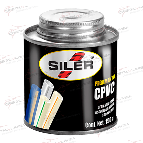 CPVC150 ADHESIVO CPVC P/TUBERIA 150GR BOTE NEGRO SILER         Empaque de 5