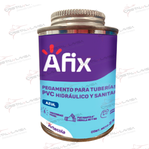 5400042 ADHESIVO PVC TUB HUMEDA A. PRESION 236ML AZUL AFIX     Empaque de 5