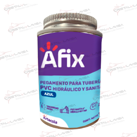 5400041 ADHESIVO PVC TUB HUMEDA A. PRESION 118ML AZUL AFIX     Empaque de 6