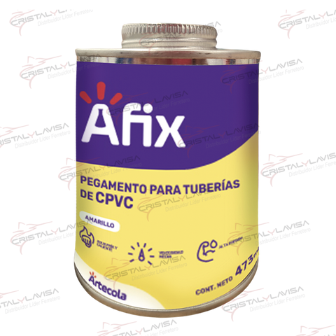 5400039 ADHESIVO CPVC P/TUBERIA 473ML AMARILLO AFIX            Empaque de 4