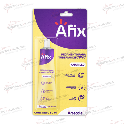 5400040 ADHESIVO CPVC P/TUBERIA 60ML AMARILLO AFIX             Empaque de 6