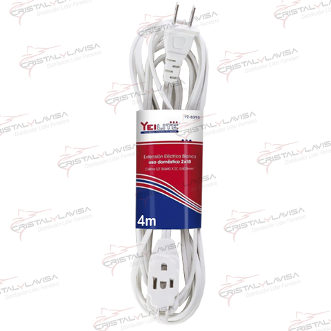 92-8394 EXTENSION ELEC. DOMESTICA BLANCA 4 MT YEI              Empaque de 6