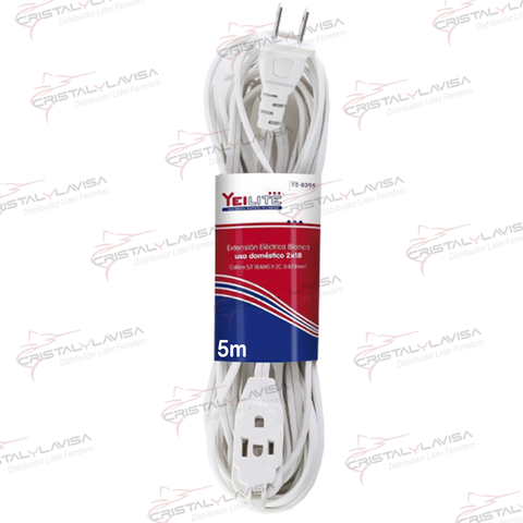 92-8395 EXTENSION ELEC. DOMESTICA BLANCA 5 MT YEI              Empaque de 6