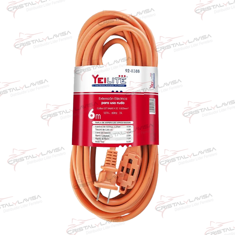 92-8388 EXTENSION ELEC. USO RUDO NARANJA 6 MT YEI              Empaque de 5