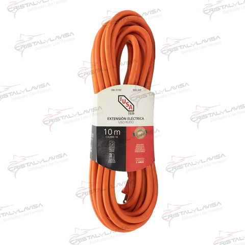 217767 EXTENSION ELEC. USO RUDO NARANJA 10 MT IUSA            Empaque de 3