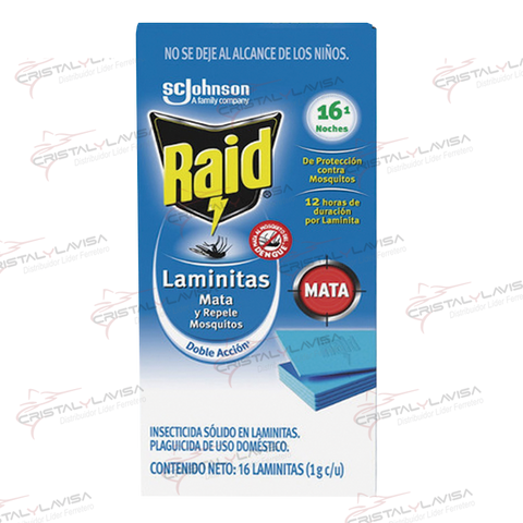 1032902087 INSECTICIDA RAID LAMINITAS APAR. C/12 L JOHNSON        Empaque de 5