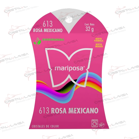 COL613 COLORANTE MARIPOSA CRISTALES ROSA MEXICANO COLORIM     Empaque de 20