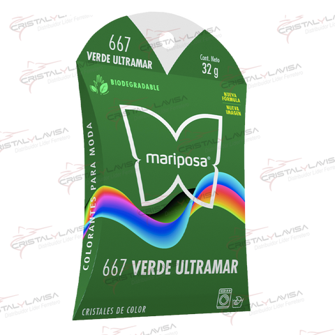 COL667 COLORANTE MARIPOSA CRISTALES VERDE ULTRAMAR COLORIM    Empaque de 20