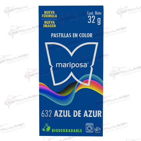 632 COLORANTE MARIPOSA PASTILLA AZUL DE AZUR COLORIM       Empaque de 20