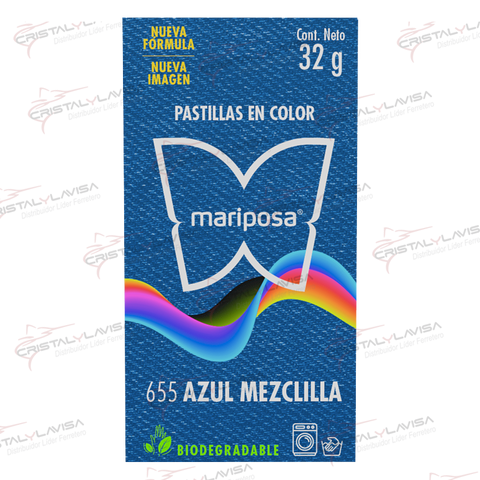 COL655 COLORANTE MARIPOSA PASTILLA AZUL MEZCLILLA COLORIM     Empaque de 20