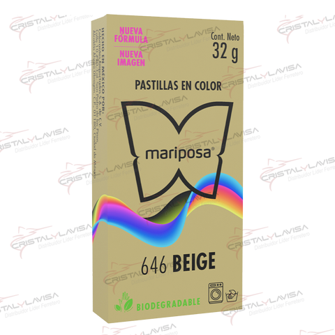 646 COLORANTE MARIPOSA PASTILLA BEIGE COLORIM              Empaque de 20