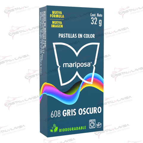 608 COLORANTE MARIPOSA PASTILLA GRIS OSBCURO COLORIM       Empaque de 20