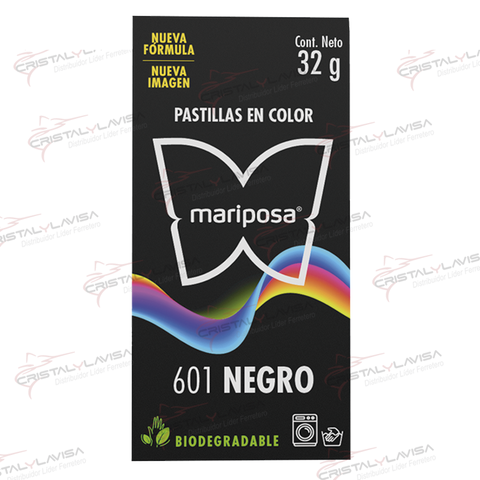 601 COLORANTE MARIPOSA PASTILLA NEGRO COLORIM              Empaque de 20