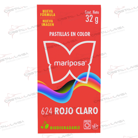 624 COLORANTE MARIPOSA PASTILLA ROJO CLARO COLORIM         Empaque de 20