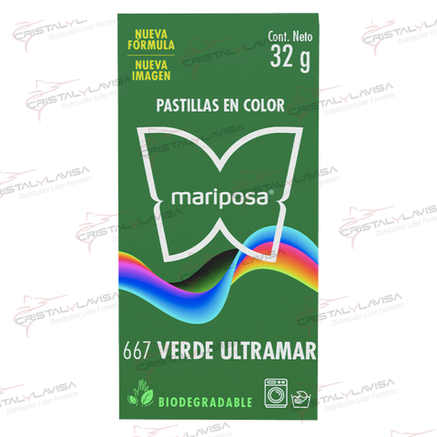 COL667 COLORANTE MARIPOSA PASTILLA VERDE ULTRAMAR COLORIM     Empaque de 20